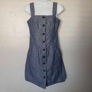 Derek Lam Women's 4 Indigo Multi Blue Denim Dress Bustier Top Button Front